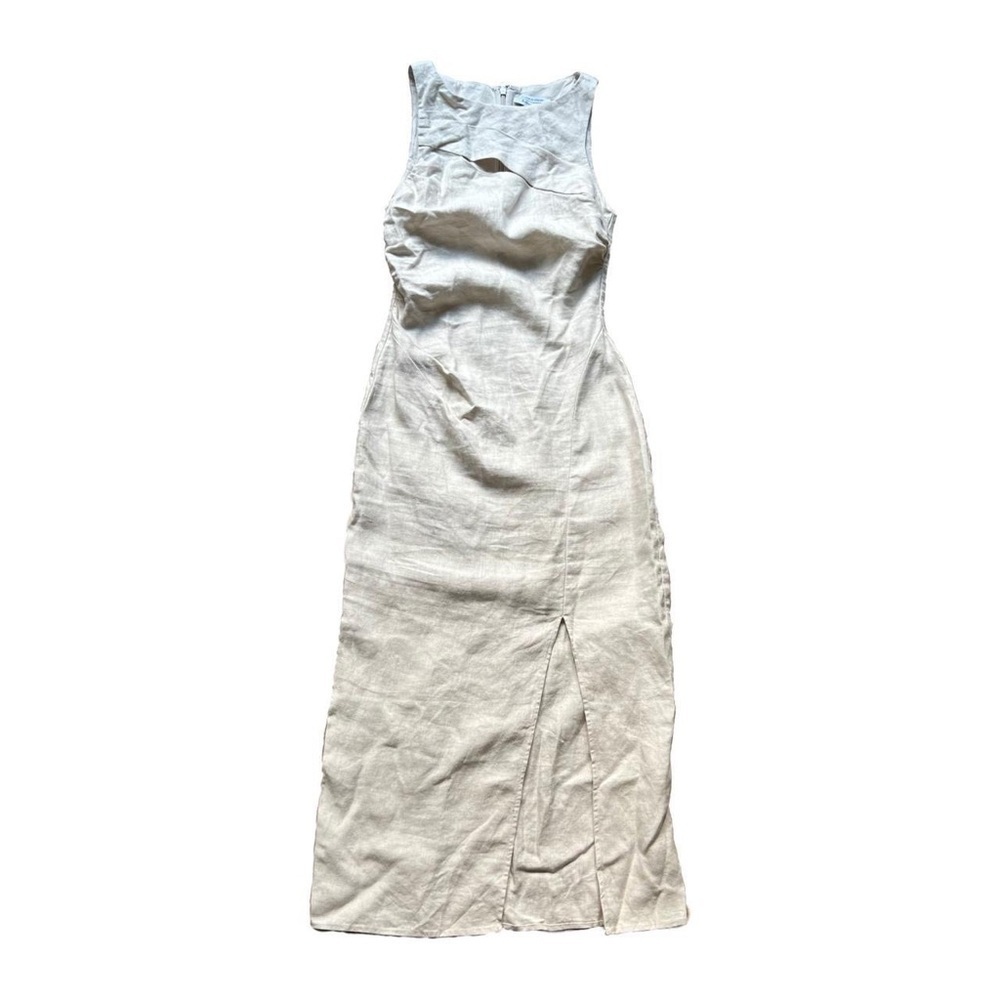 & other stories cream linen midi dress